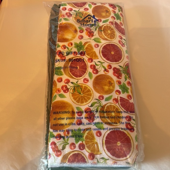 Smart home 7 pc gift set hand towels and drying mat fruit design - Picture 2 of 2